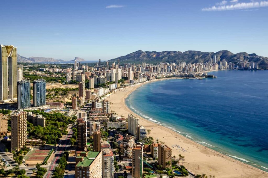 Aerial image of Benidorm to understand where the Costa Blanca is.
