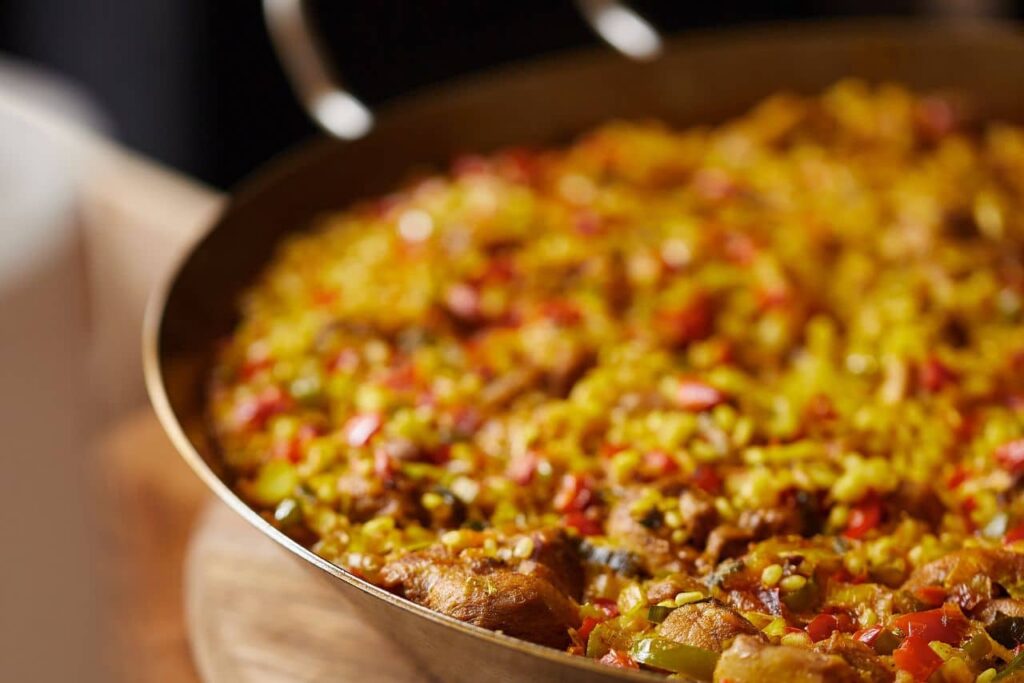 Primer plano de arroz alicantino, parte de la gastronom?a en España.