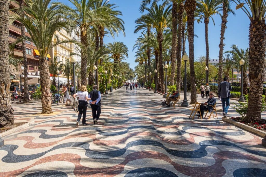People strolling along La Explanada. One of the things to do in Alicante.