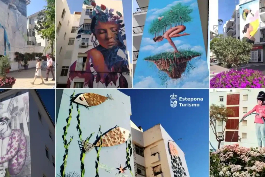 Tourist attractions to see in Estepona: various artistic murals that make up a tour of the city.
