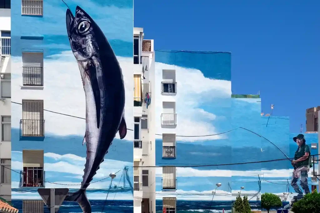 Mural ?Fishing Day?. This work, one of the oldest and most spectacular murals to see in Estepona, is considered one of the largest murals in Europe.