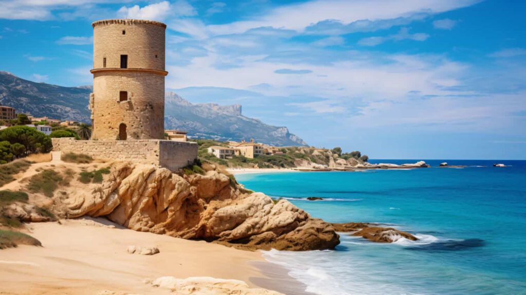 Toren op het strand in Villajoyosa.