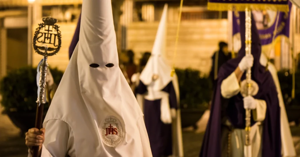 Image of a Capuchin on the front page in a procession of Easter traditions in Spain.