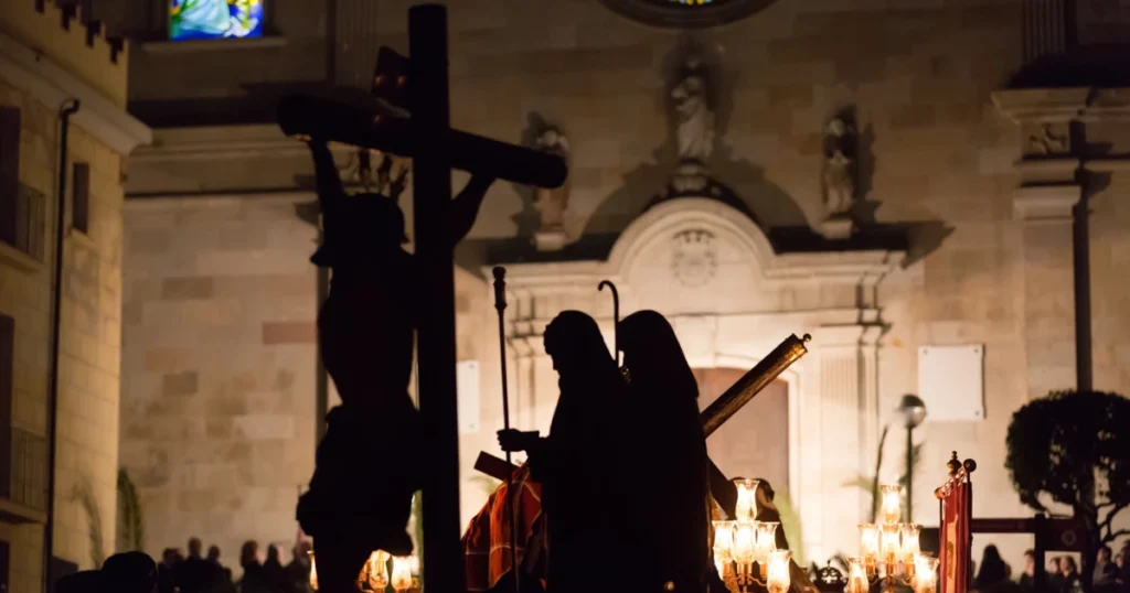 Vigil and prayers at one of the most religious times of the year in Spain.
